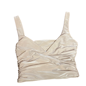 🌹 Club L London 🌹 Cream Coloured Shirred Cross Wrap Crop Top